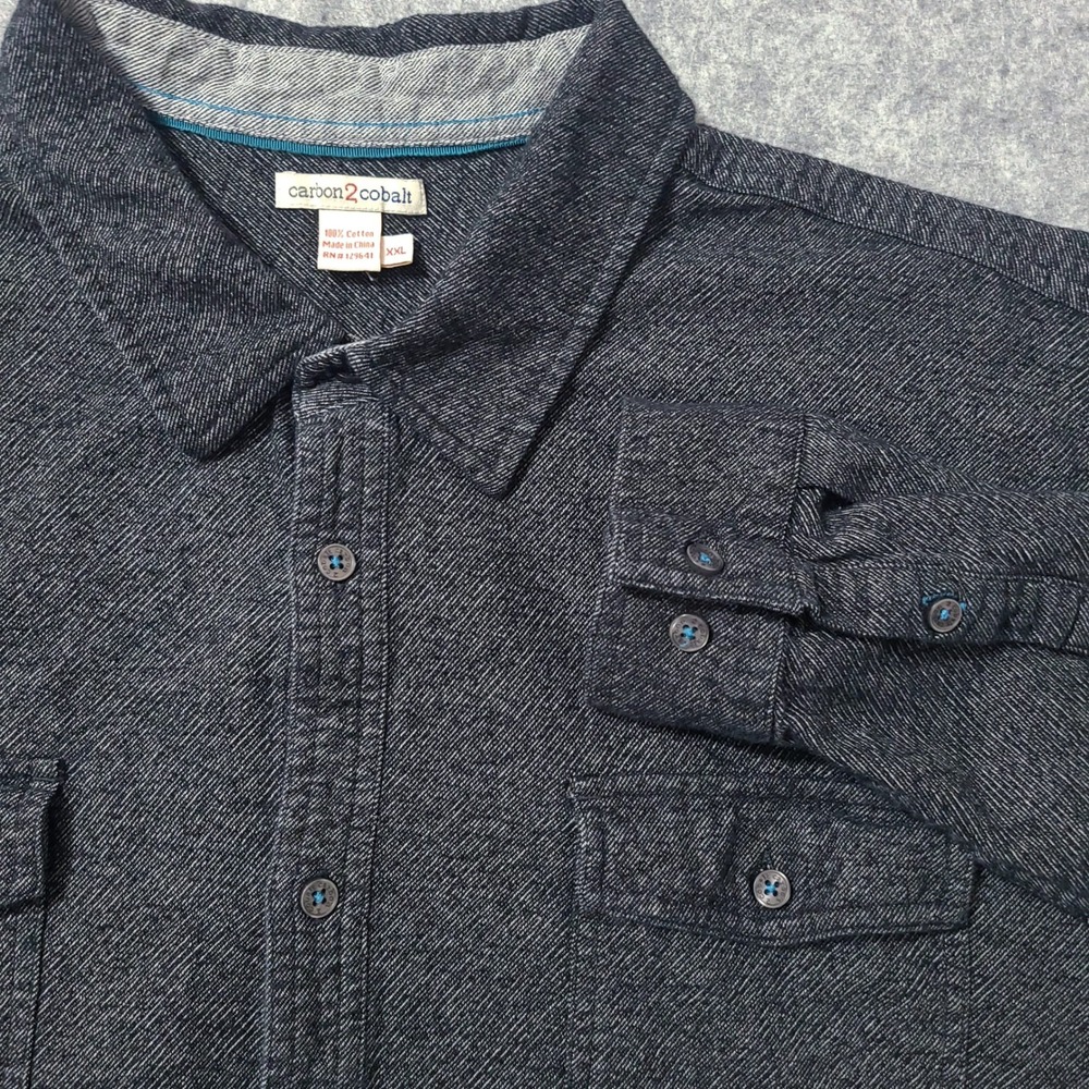 Carbon2Cobalt Button Down Shirt Mens XXL Heather Black Cotton Long Sleeve